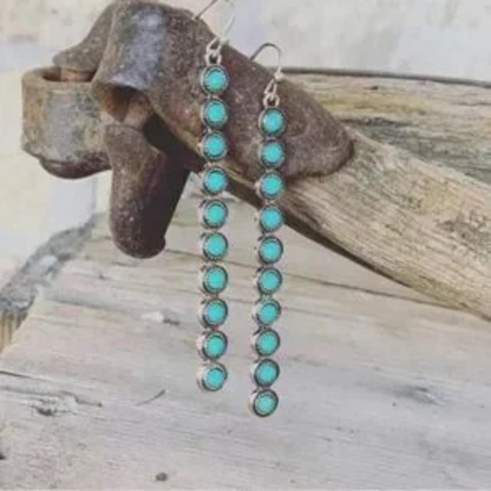 New Bohemian Blue Beads Long?Earrings